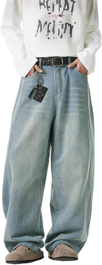 CAONAT Men's Baggy Hip Hop Denim Pants