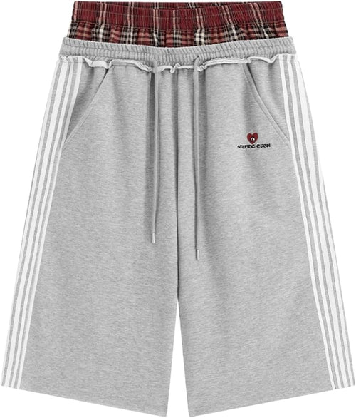 Aelfric Eden Unisex Plaid Double Waist Baggy Sweat Shorts