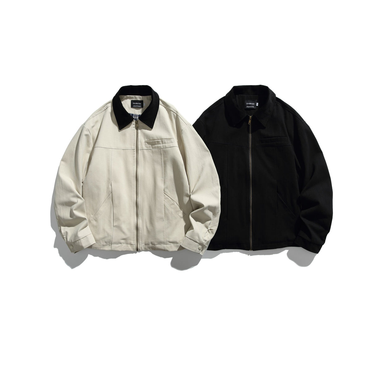 Loose Color-blocked Turn-down Collar Detroit Work Jacket for Men