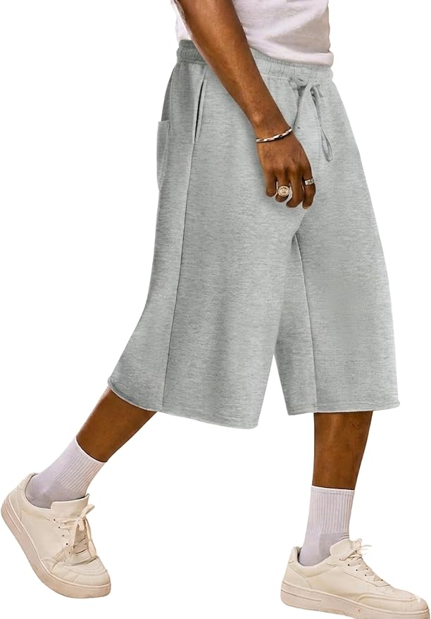 TITOMD Men's Y2K Baggy Knee Length Drawstring Sweat Shorts