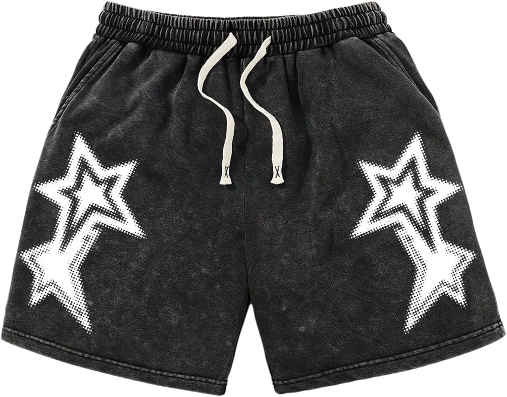 SOLY HUX Men's Star Graphic Baggy Wide Leg Shorts
