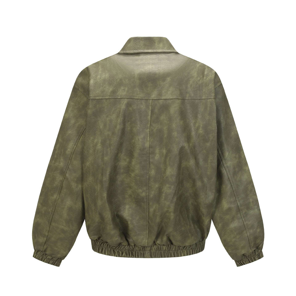 Python Pattern PU Leather Jacket for Men and Women, Casual Loose Fit