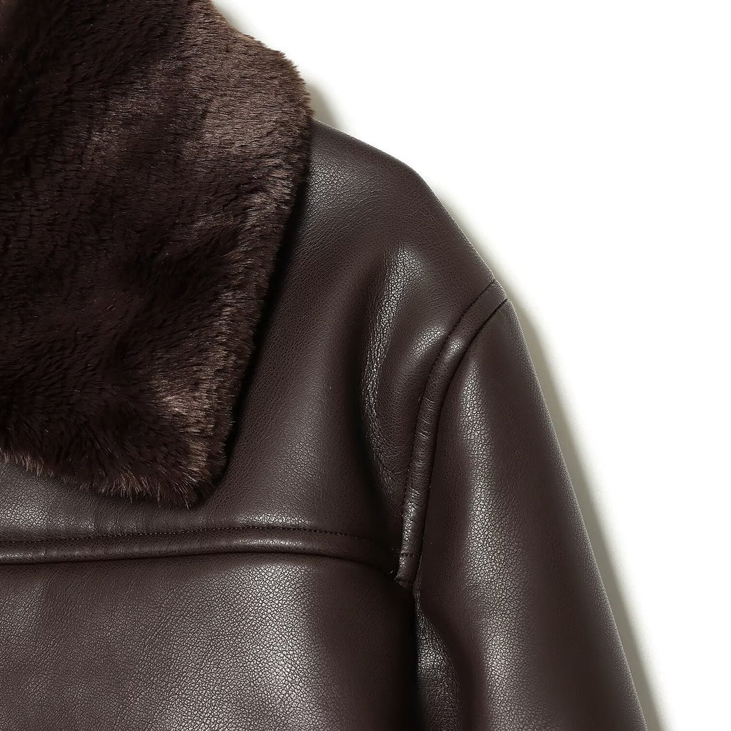 Casual fur collar faux fur jacket