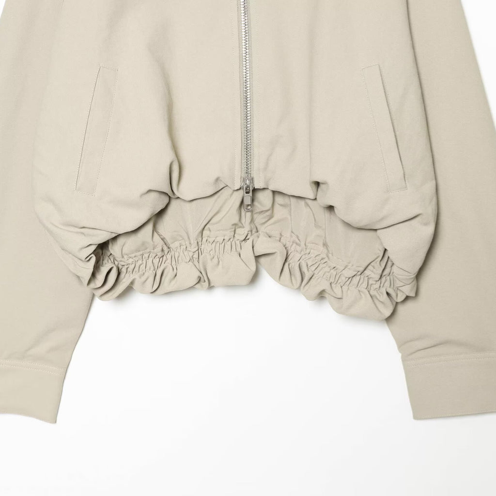 Retro style hooded zipper pocket elastic waist jacket