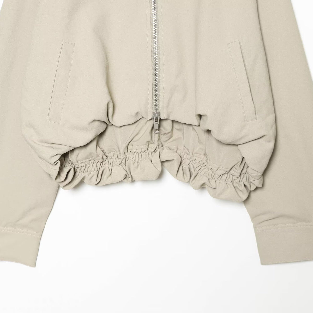Retro style hooded zipper pocket elastic waist jacket
