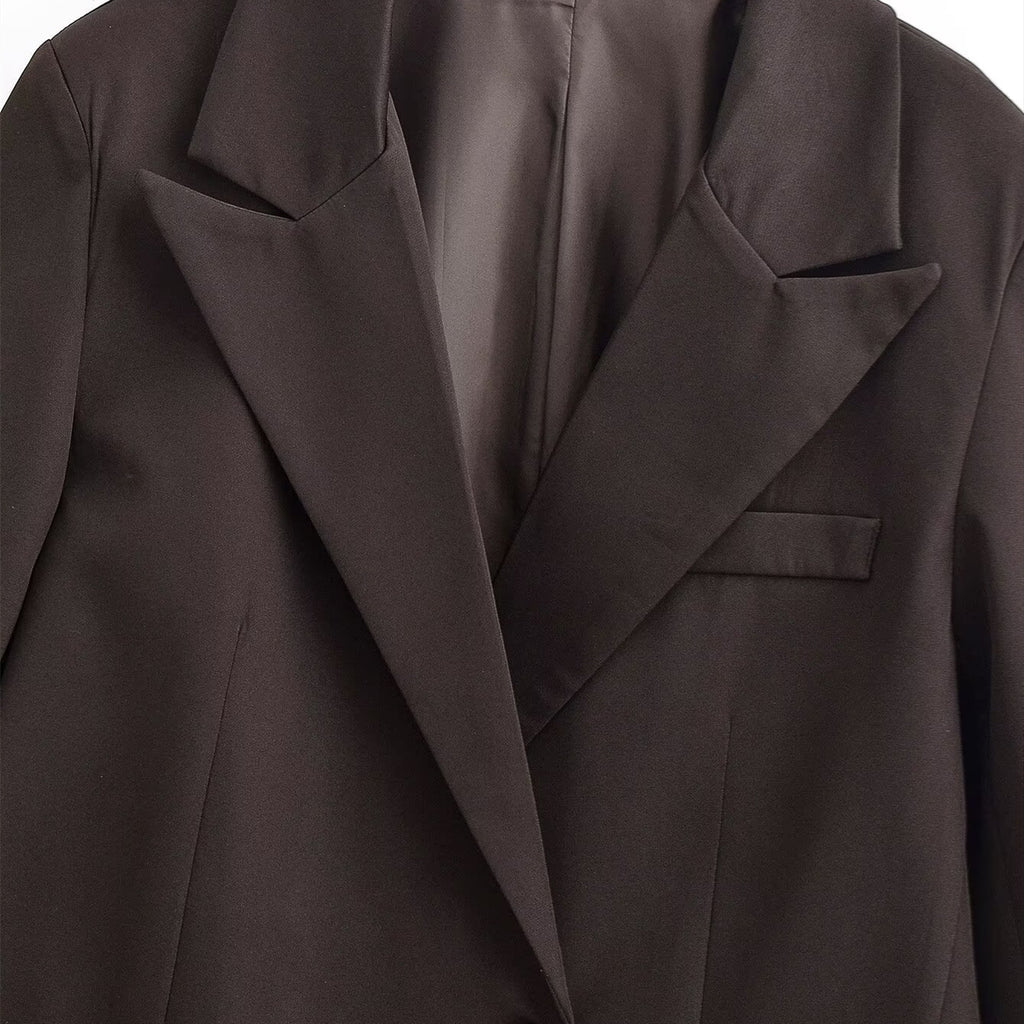 Versatile dark brown textured suit jacket