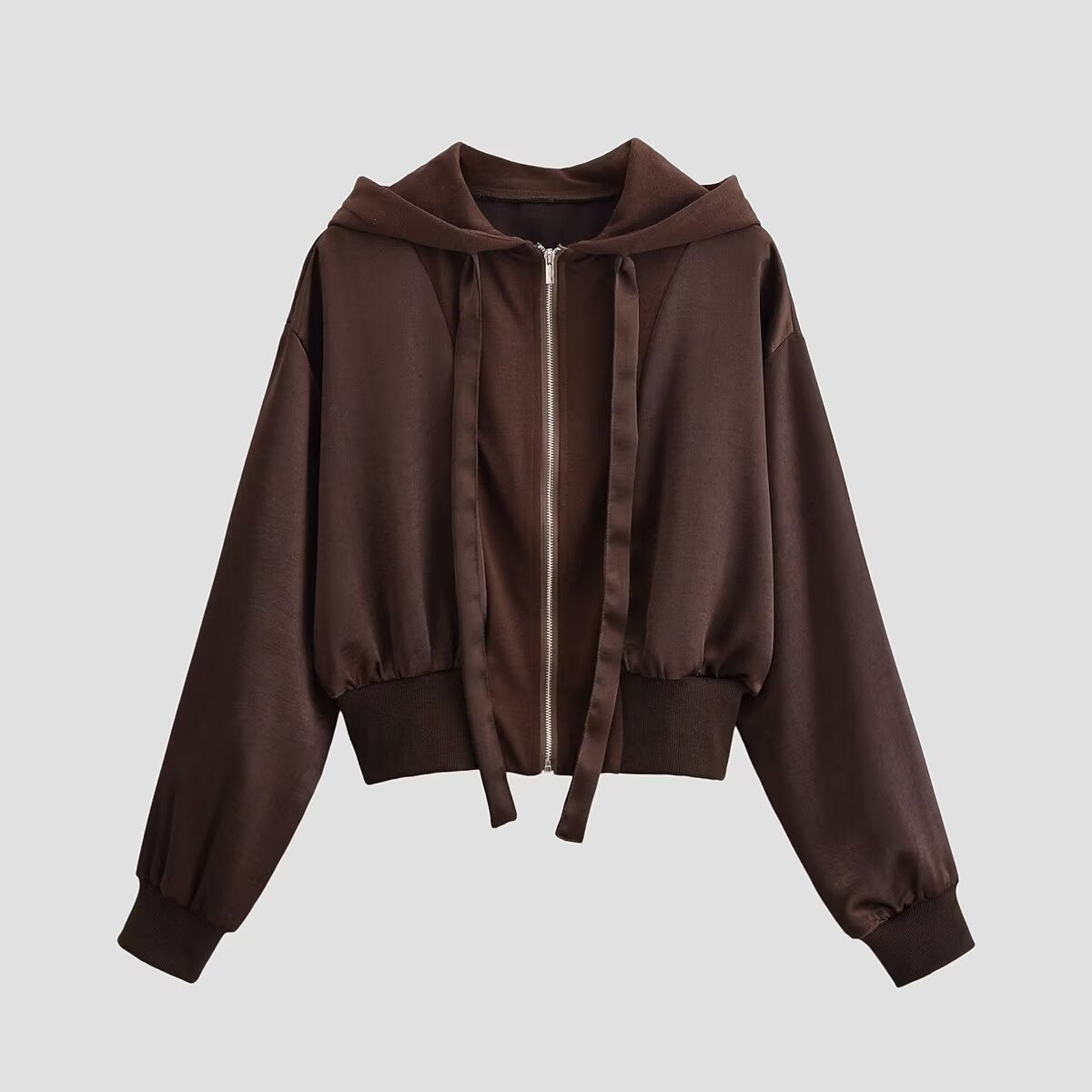 Casual style minimalist patchwork texture hooded jacket