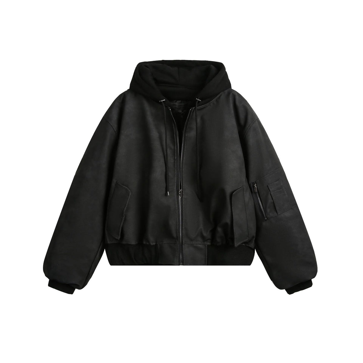 False Two-Piece Loose Oversized Short Hooded Jacket for Men