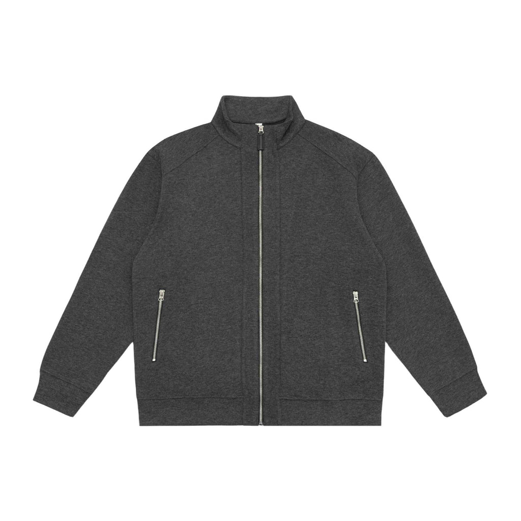 Preppy Deconstructed Patchwork Stand Collar Loose Open Front Hoodie Men