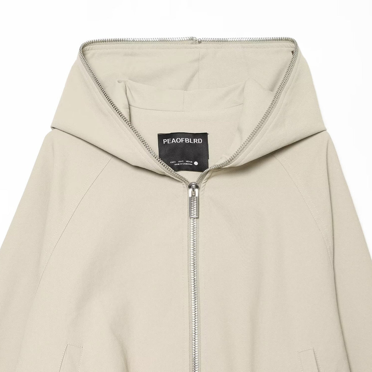 Retro style hooded zipper pocket elastic waist jacket