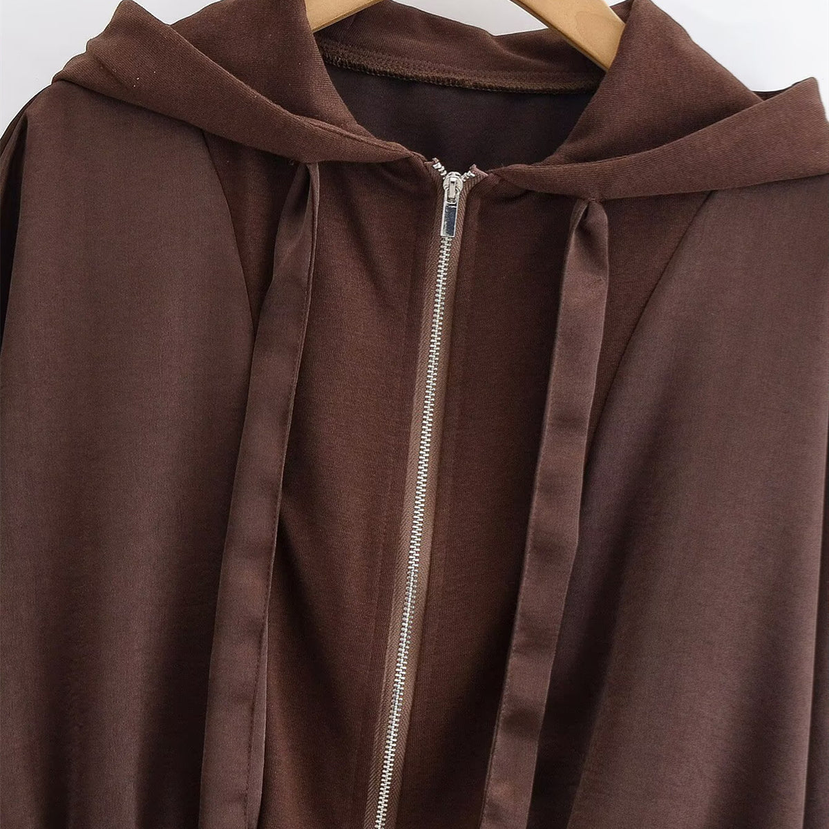 Casual style minimalist patchwork texture hooded jacket