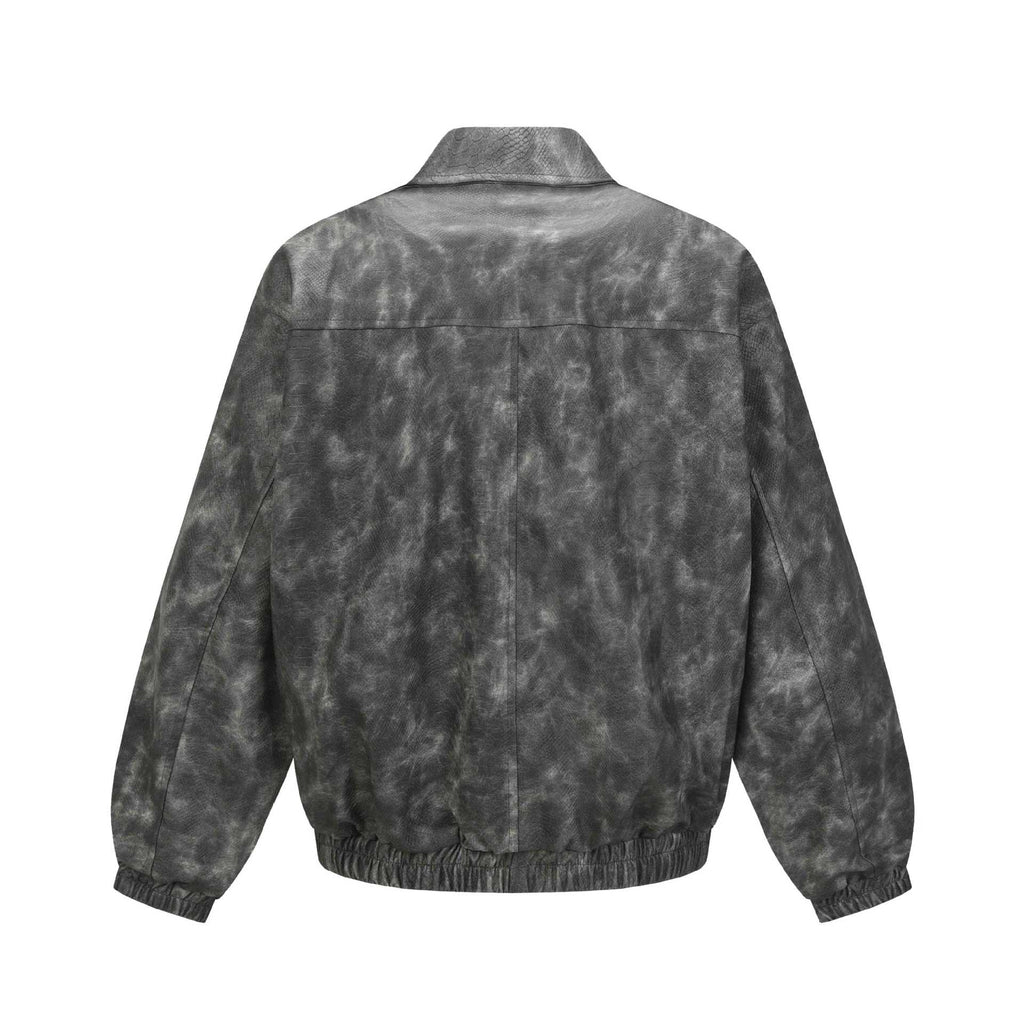 Python Pattern PU Leather Jacket for Men and Women, Casual Loose Fit
