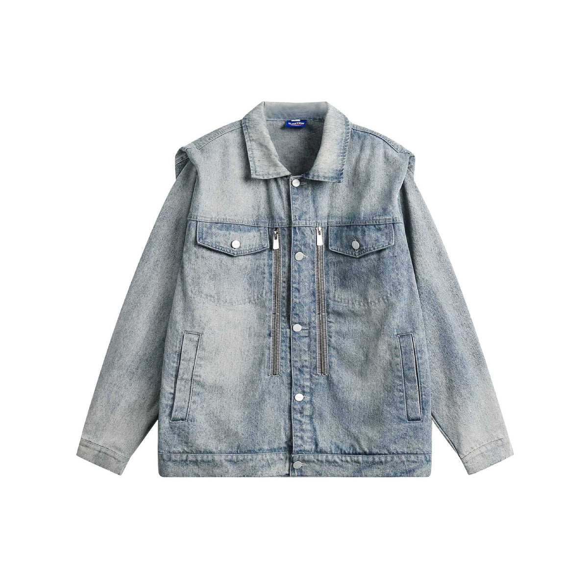 Heavy Worked Distressed Pad Shoulder Denim Straight Shoulder Jacket Men