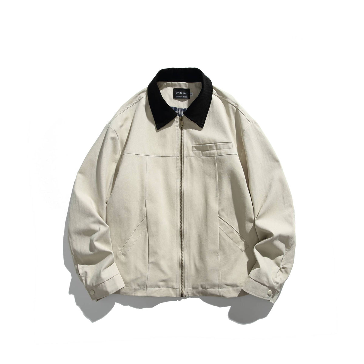 Loose Color-blocked Turn-down Collar Detroit Work Jacket for Men