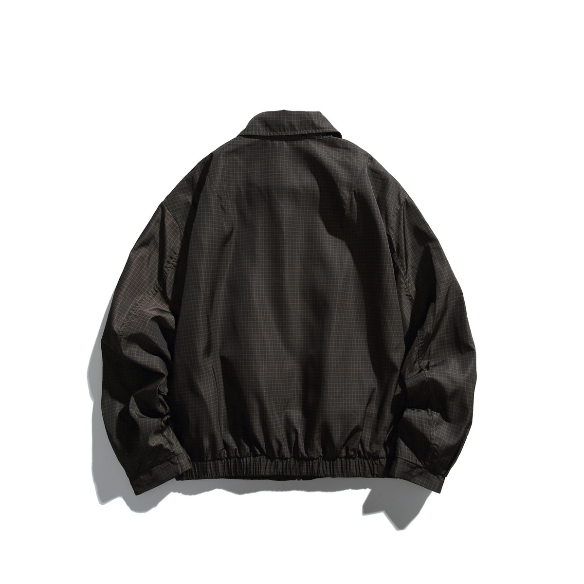 Brand Logo Embroidered Loose Fine Checkered Harrington Lapel Jacket