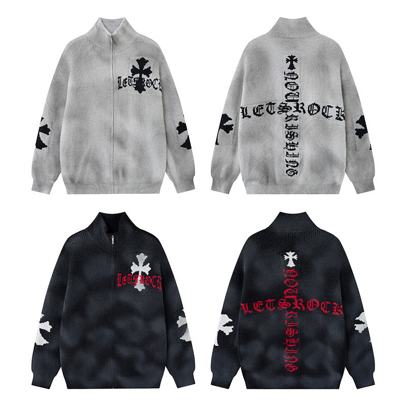 Gradient tie dye cross coat