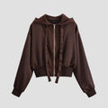 Casual style minimalist patchwork texture hooded jacket