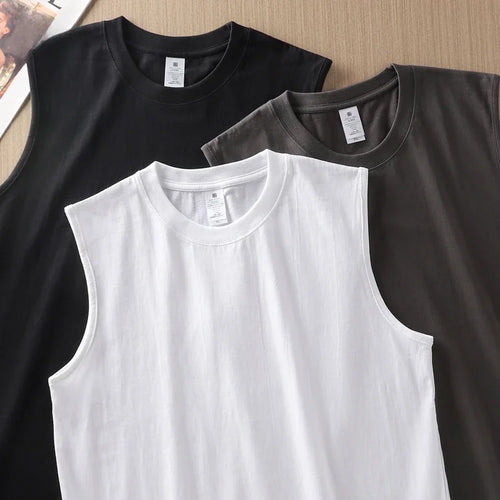 2pcs Solid Color Cotton Vest