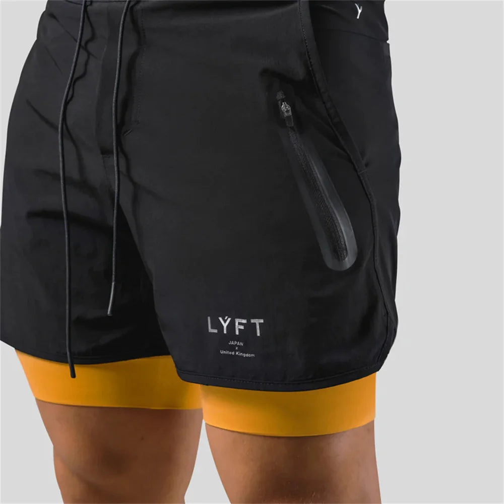 2 in 1 Running Sports Shorts Men