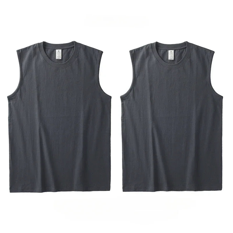 2pcs Solid Color Cotton Vest