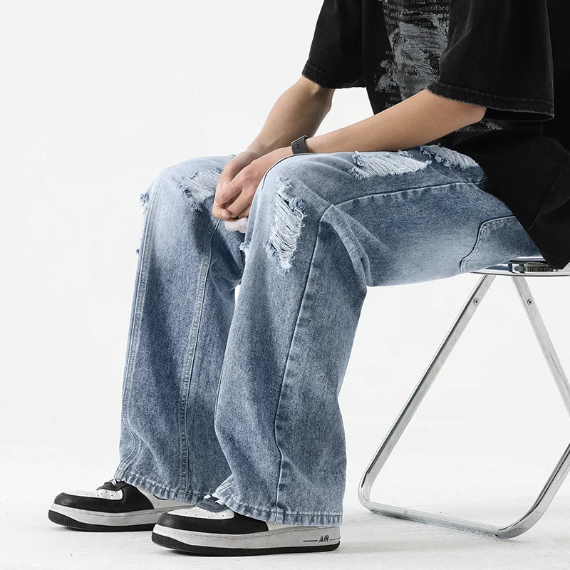 Men's Summer Ripped Jeans Loose