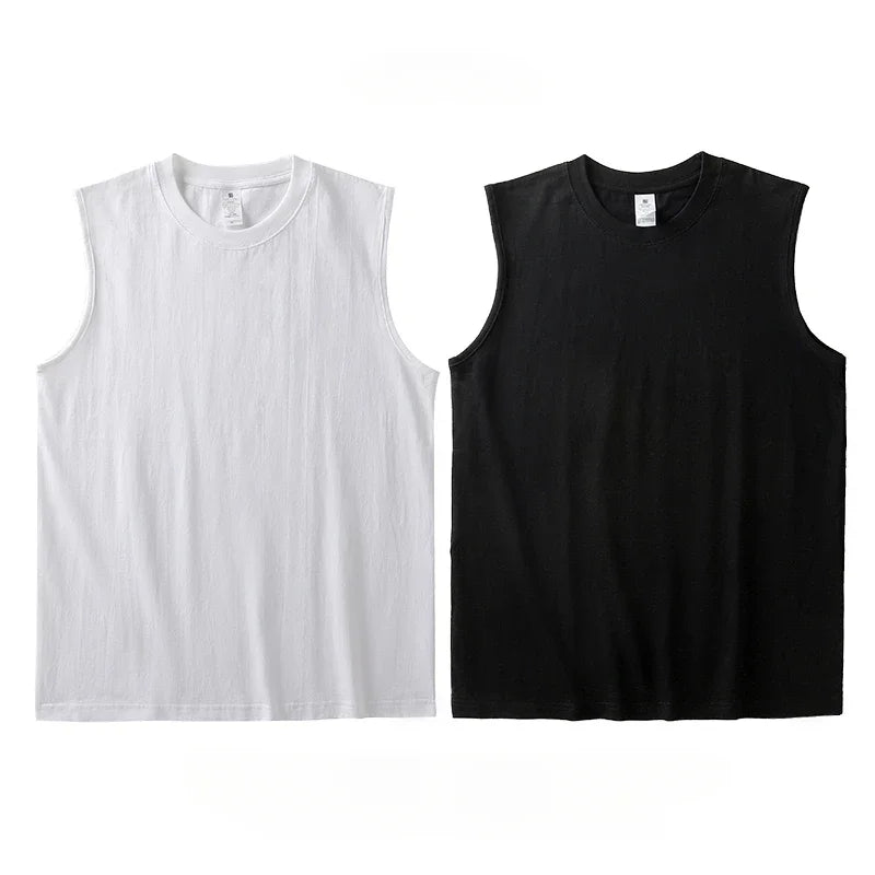 2pcs Solid Color Cotton Vest