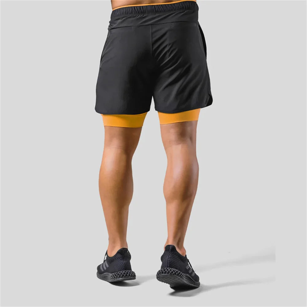 2 in 1 Running Sports Shorts Men