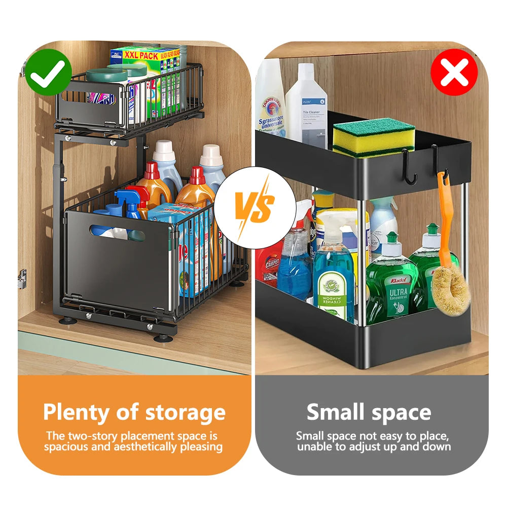 2 Tier Pull Out Cabinet Organizer