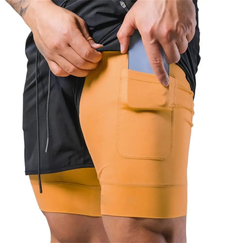 2 in 1 Running Sports Shorts Men