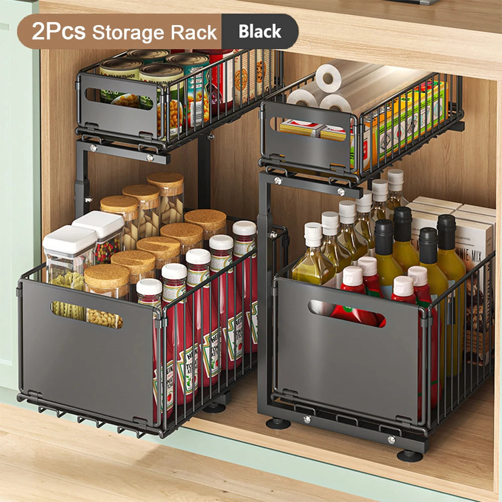 2 Tier Pull Out Cabinet Organizer