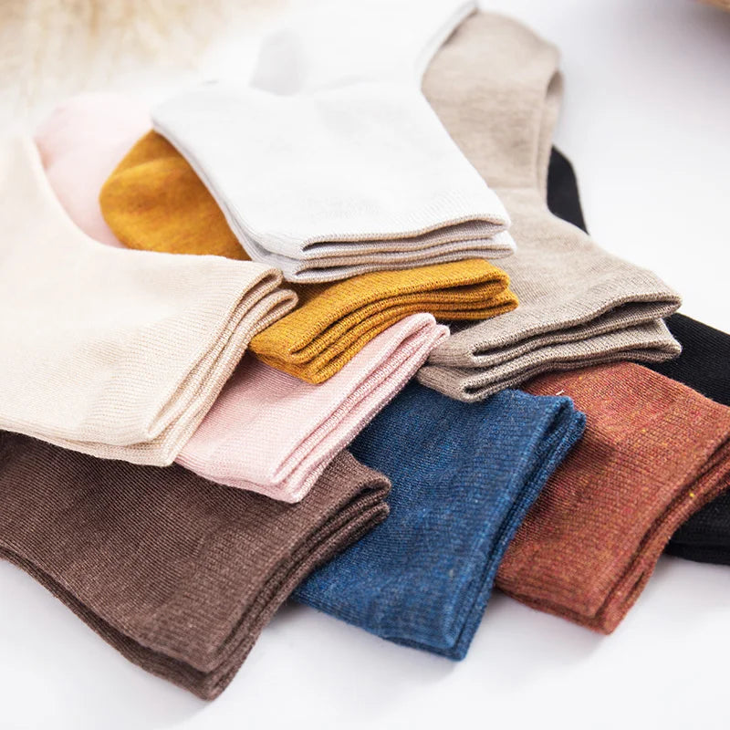 Women's Solid Color Bamboo Fiber Socks