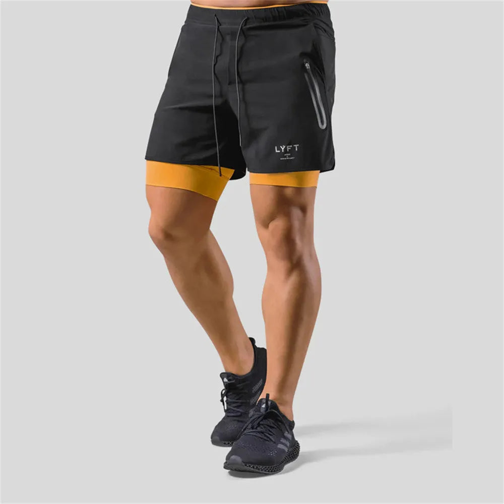 2 in 1 Running Sports Shorts Men