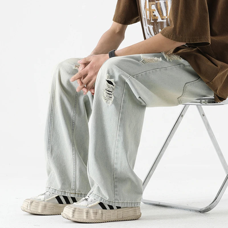 Men's Summer Ripped Jeans Loose
