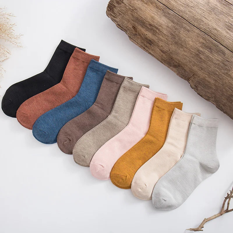 Women's Solid Color Bamboo Fiber Socks