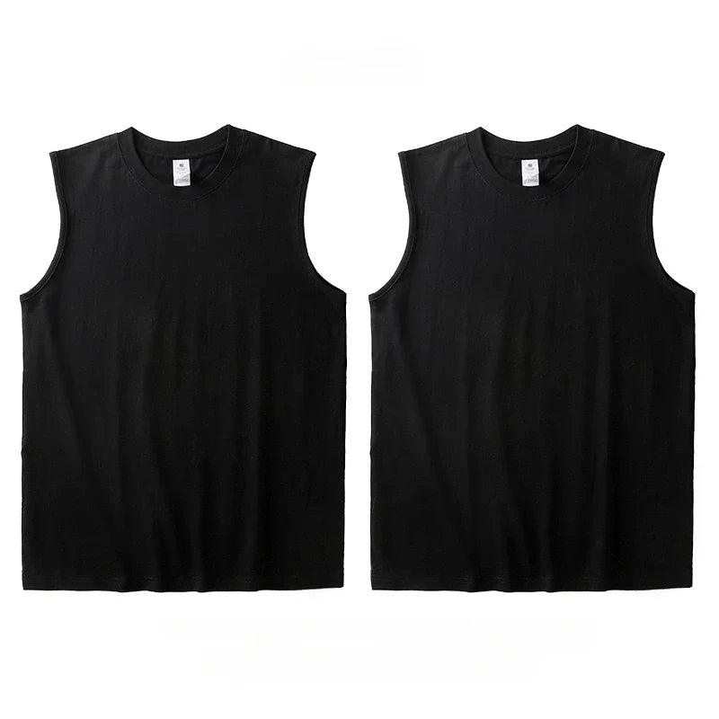 2pcs Solid Color Cotton Vest
