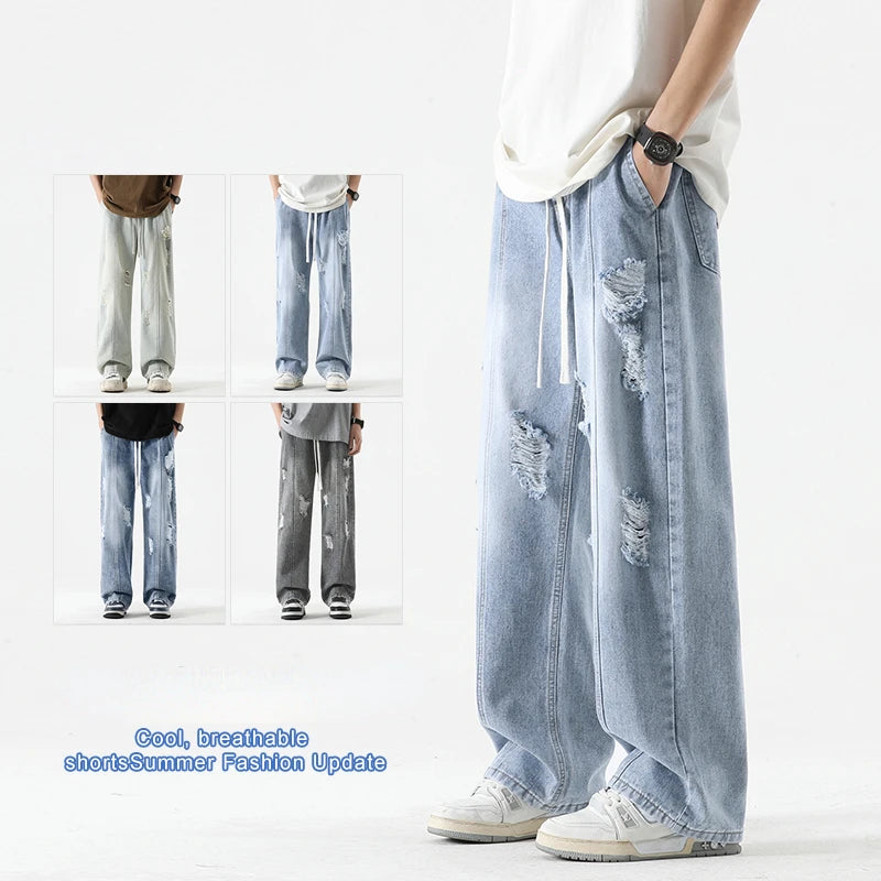 Men's Summer Ripped Jeans Loose