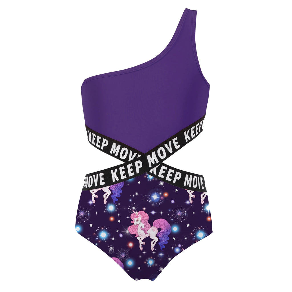 Kids Girls Hollow Out One-piece Swimwear