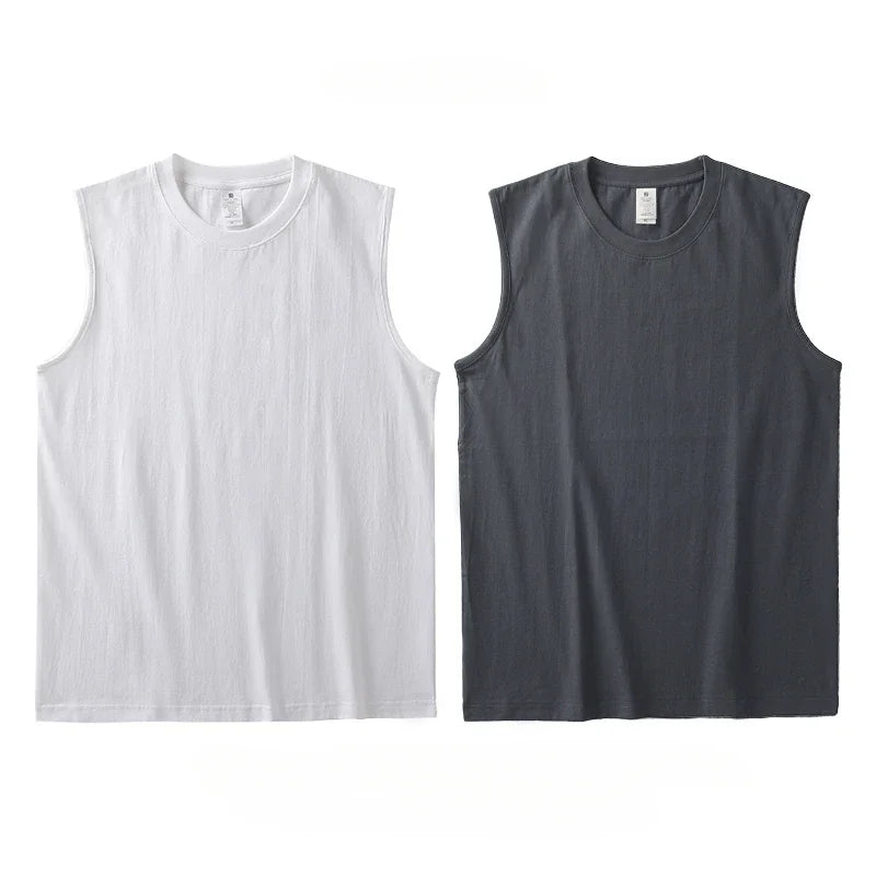 2pcs Solid Color Cotton Vest