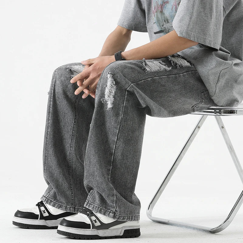 Men's Summer Ripped Jeans Loose