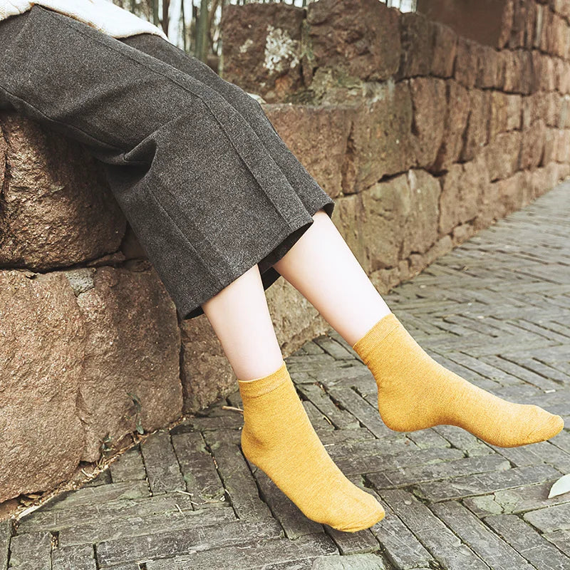 Women's Solid Color Bamboo Fiber Socks