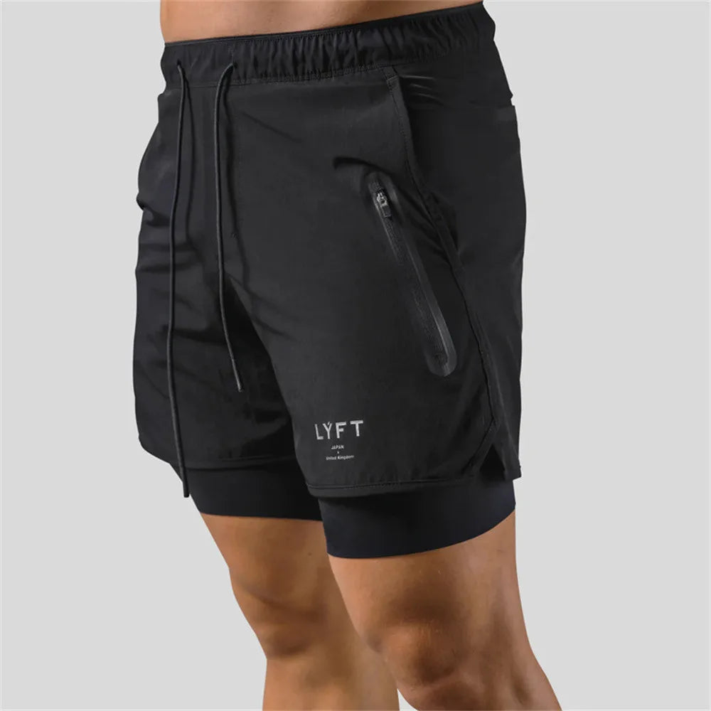 2 in 1 Running Sports Shorts Men