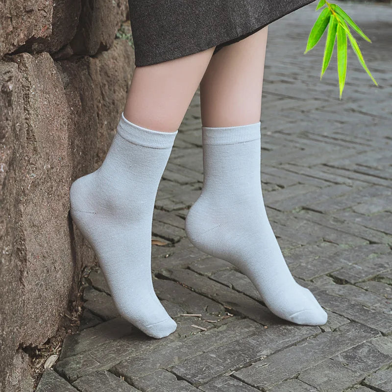 Women's Solid Color Bamboo Fiber Socks