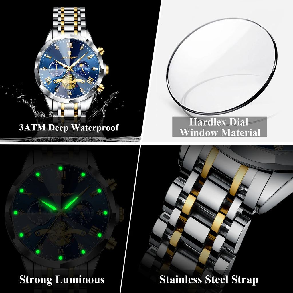 POEDAGAR Original Luxury Men's Watch
