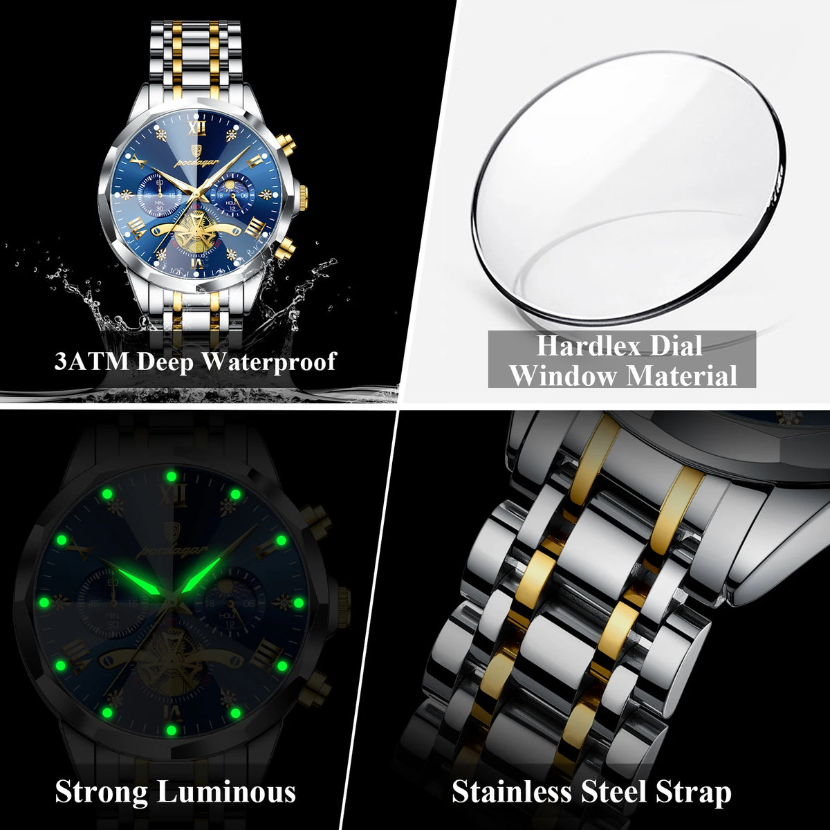 POEDAGAR Original Luxury Men's Watch