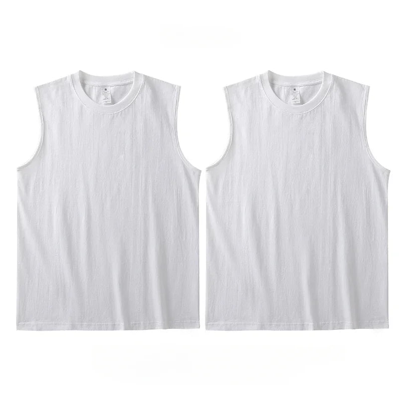 2pcs Solid Color Cotton Vest