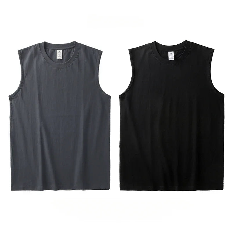 2pcs Solid Color Cotton Vest