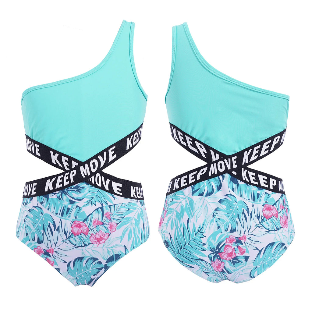 Kids Girls Hollow Out One-piece Swimwear